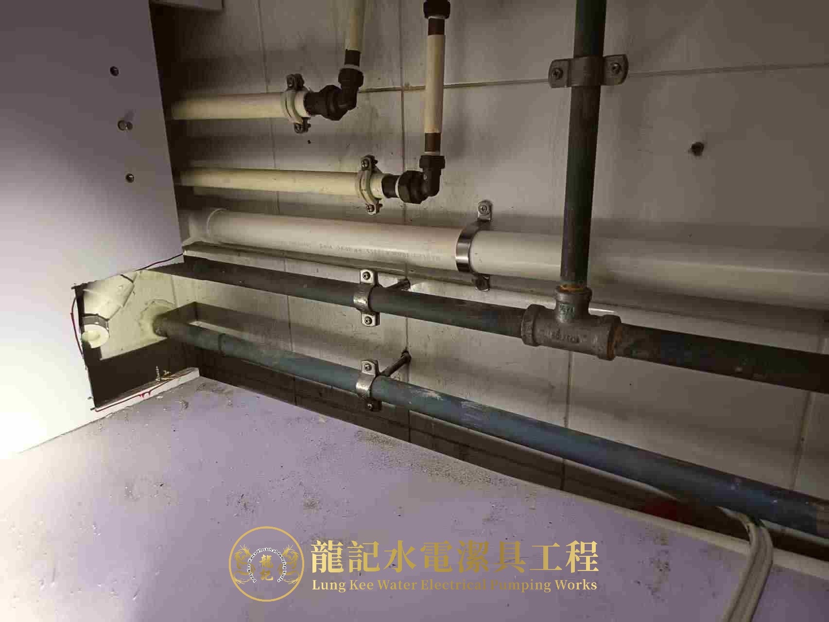 龍記水電潔具工程 東涌滿東邨廚房原有牆身內部喉管佈局